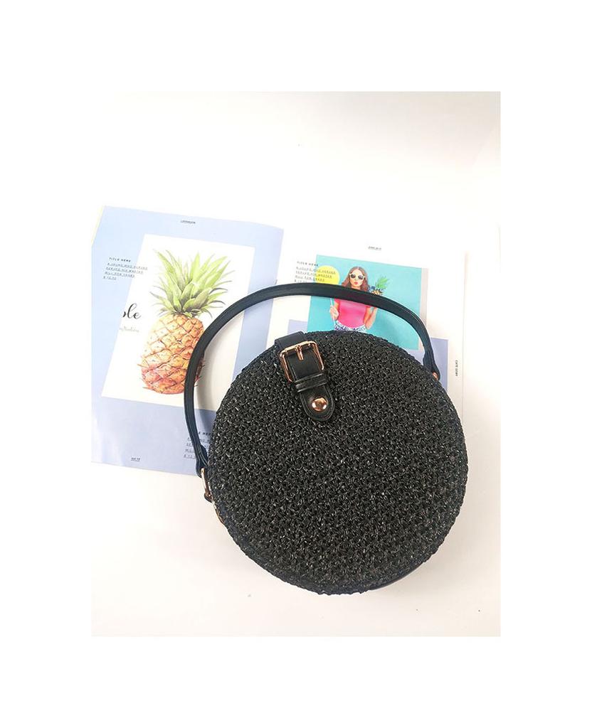 New Large Round Bag Women's Oblique Span Bag Large-capacity Straw Mat Bag Weaving Bag Women's Summer Temperament Versatile