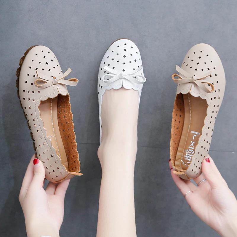 Fashion Flat Shoes 2025 Summer Sandals Flat Shoes Comfortable Women's Lace Breathable Bow Women's Shoes