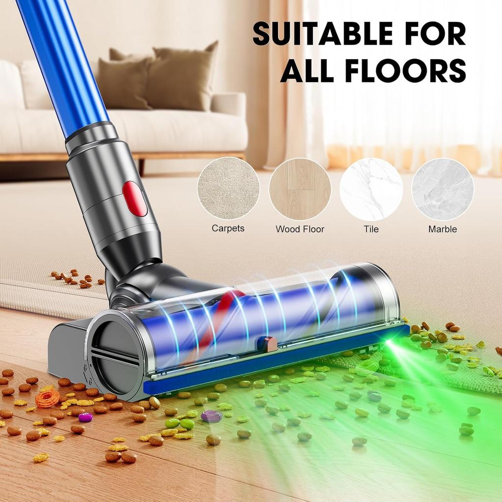 Vacuum Cleaner Replacement for V7 V8 V10 V11 V15 Direct Drive Head for Cordless Stick Vacuum Cleaners with LED Headlights 270° Torque Brush Head for