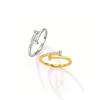 Fashion light luxury double t diamond-encrusted titanium steel ring, female niche design advanced sense does not fade index finger ring