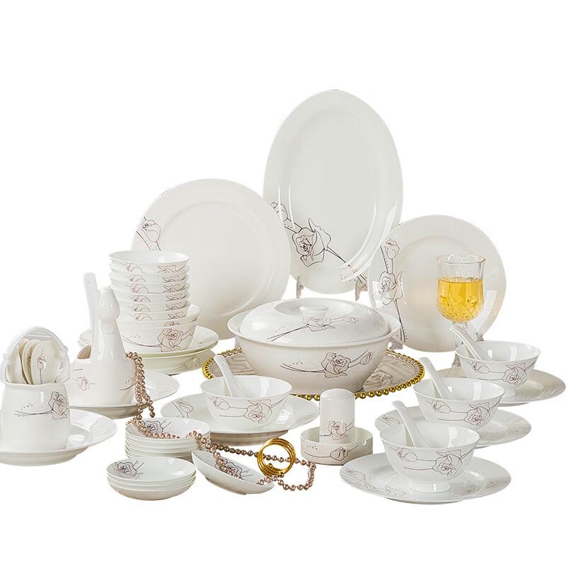 Jingdezhen Ceramic Golden Rose Dinnerware Set