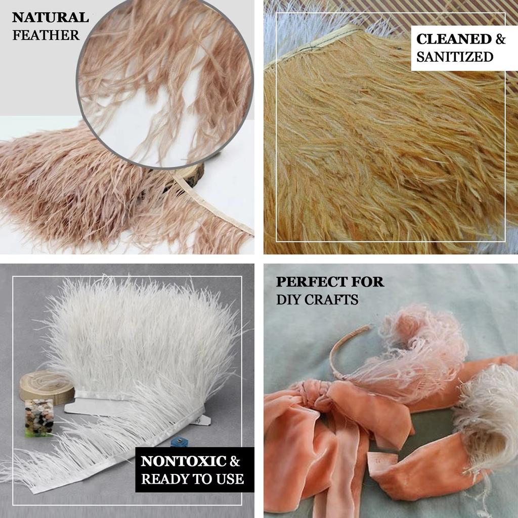 1M Ostrich Feathers Trim High Quality 8-10cm Feather Fringe Ribbon for DIY Sewing Dress Clothes Decorations