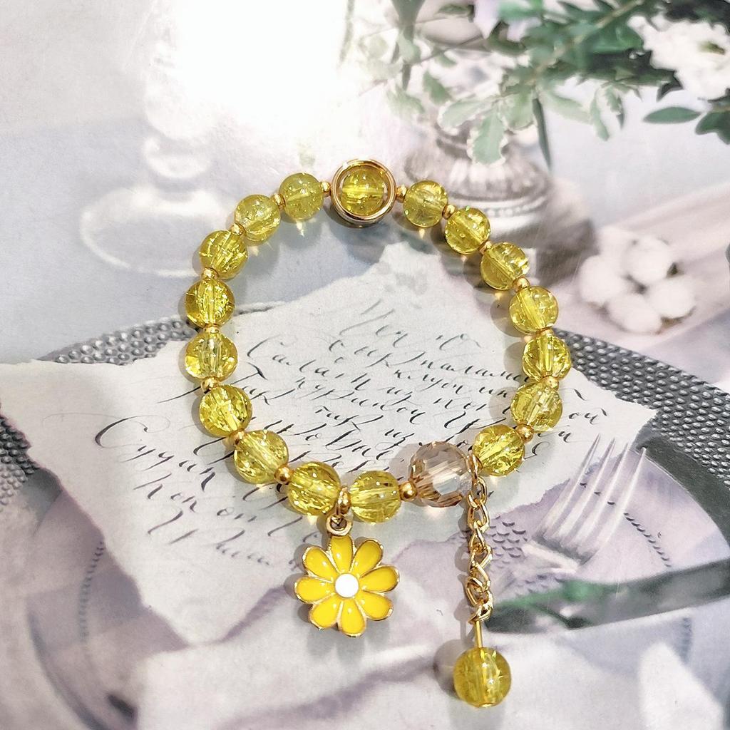New Women's Mori Style Butterfly Glass Bracelet with Colorful Crackle Beads