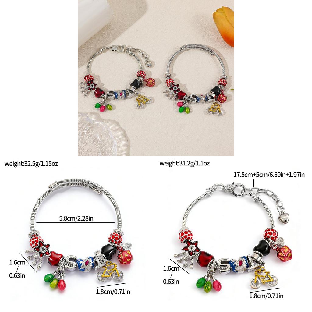 Stranger Things Diy Bead Bracelet With Zinc Alloy Charms For Gift Giving