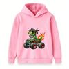 Kids Boys Girls Hoodie Cool Dinosaur T-Rex Monster Truck Print Long Sleeve Pullover Sweatshirt for Casual Daily Wear