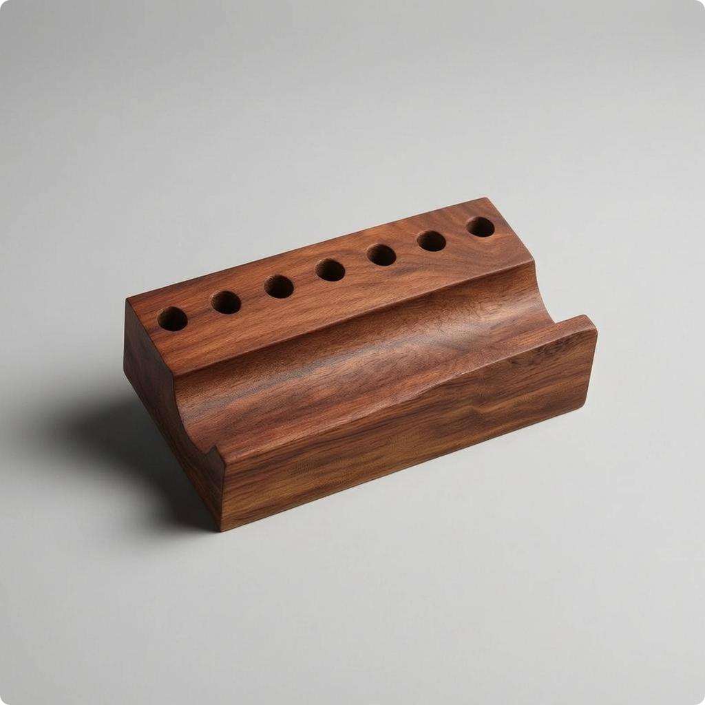 Wood Pen Stand Recessed Channel Wooden Pen Display Stand Desk Accessory Minimalist Space-Saving