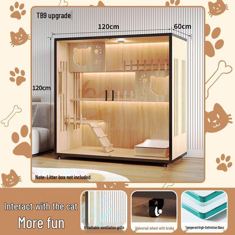 Wooden Indoor Cat Villa: Multi-Functional Pet Cabinet Shelter and Bed