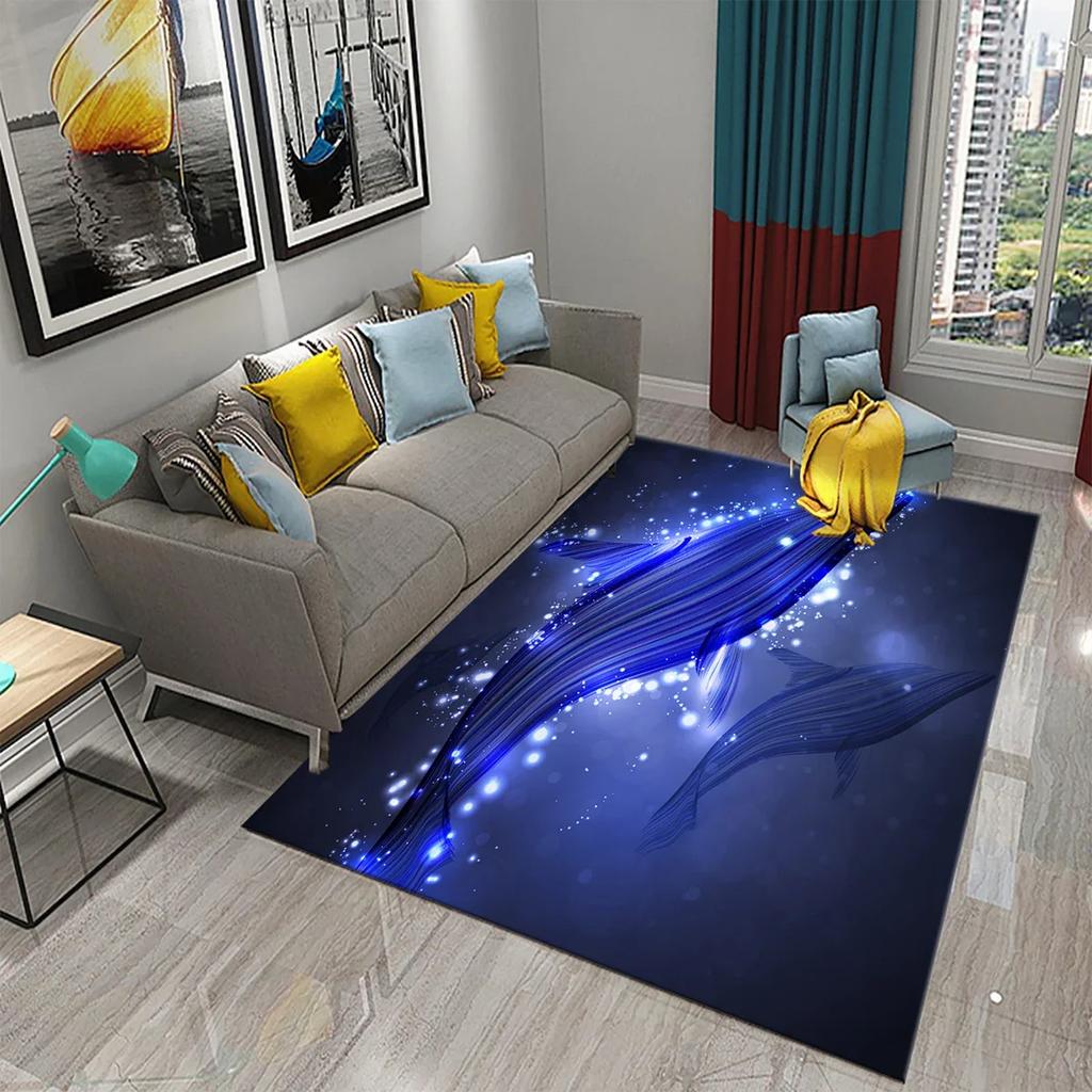 3D Dolphin Abstract Art Carpet for Kitchen Mat Entrance Doormat Bedroom Floor Decor Living Room Carpet Bathroom Anti-slip Rugs