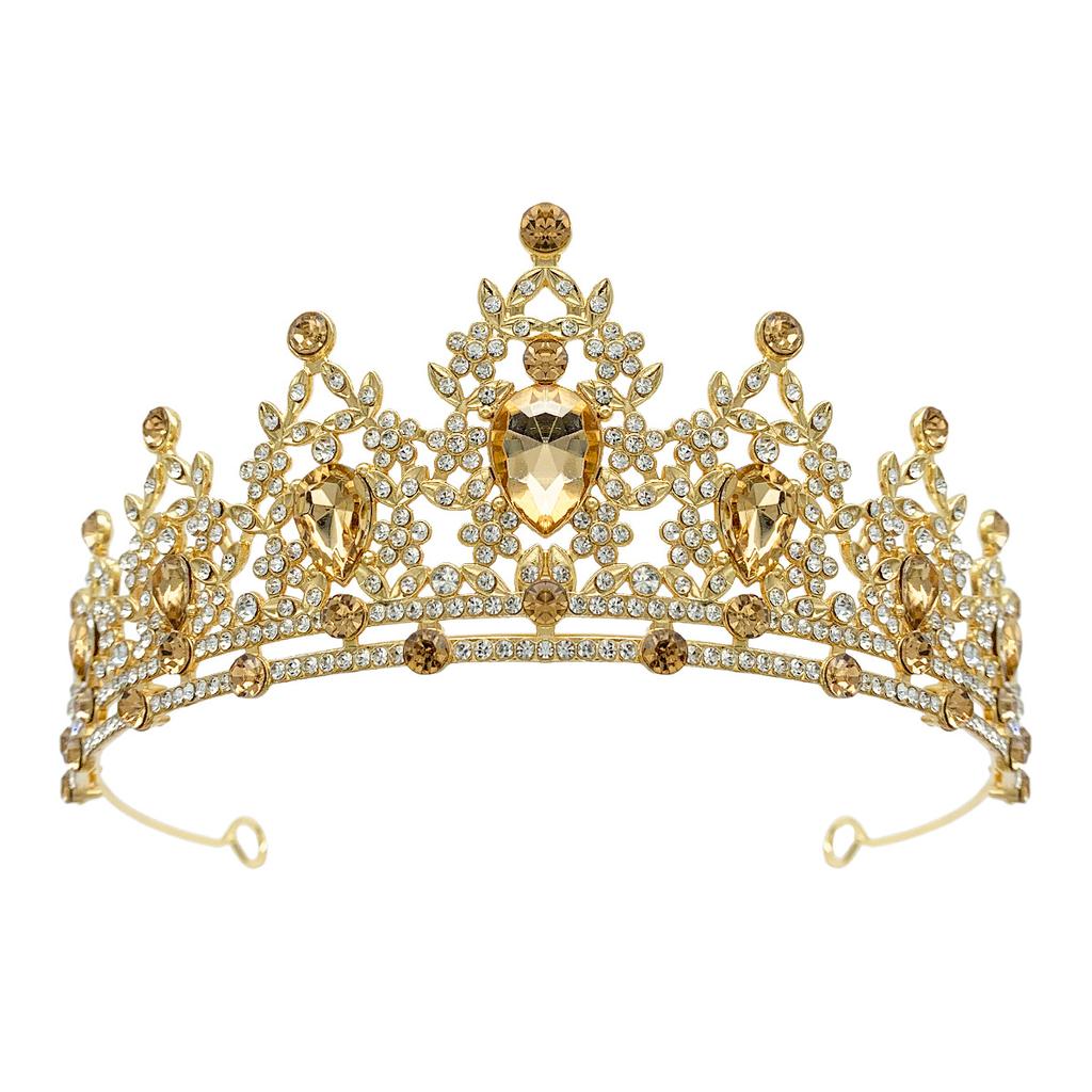 Couronne de mariée européenne et américaine, bandeau en strass coloré, couronne en alliage baroque, accessoires pour robe de mariée, accessoires pour cheveux