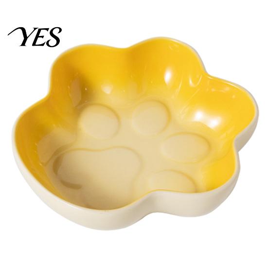 Healthy Ceramic Dog Bowl Cat Paw Shape for Cats, Anti-Whisker Fatigue Kitten Food Pet Feeder Water Dish, Microwave Dishwasher Safe Wide Shallow Plate