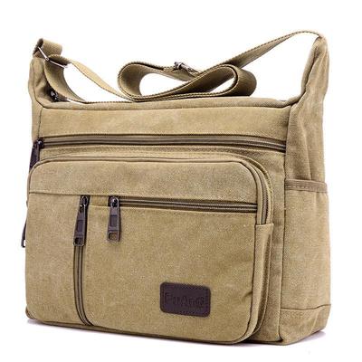Men's Crossbody Canvas Bag - Multi-layer, Large Capacity, Versatile Casual Sport Shoulder Bag, Black.