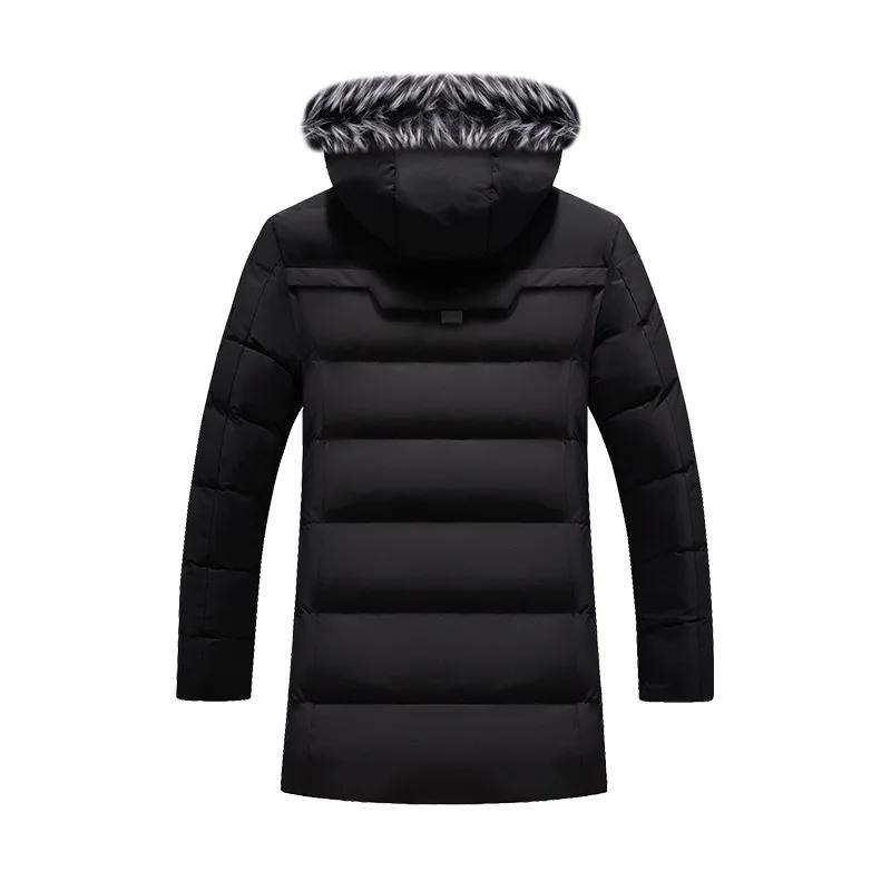 Men's Solid Cotton Outwear Coats Men's Thick Fleece Winter Jacket Fashion Fur Hooded Warm Cooton Parka Windbreaker Plus Size 6XL