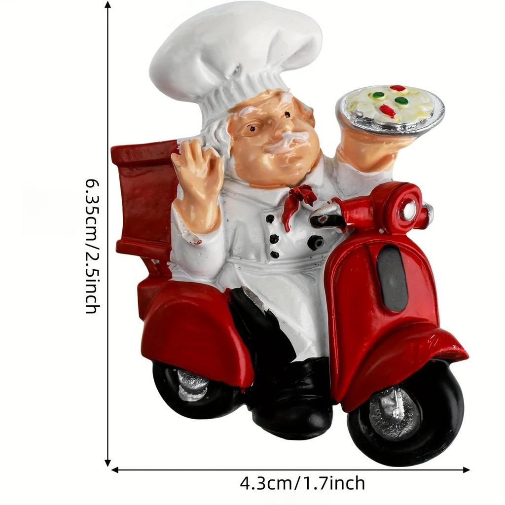 10pcs 3D Chef Fridge Magnets , Funny ABS Kitchen Decor Magnets with Cooking Scenes, Cute Italian Baker Refrigerator Stickers