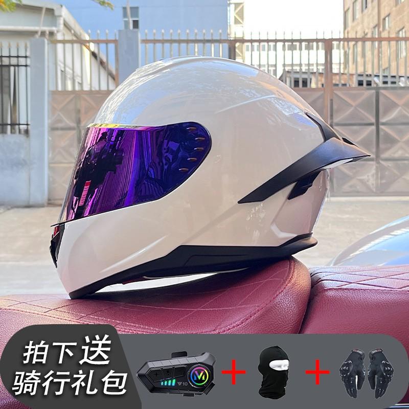 ECE/GB Certified Full Face Motorcycle Helmet With Bluetooth Intercom Men Women Use Large Rear Wing Stylish Design