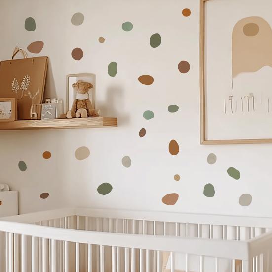6 Sheet Irregular Polka Dots Wall Stickers, Colorful Boho Wall Decals, Peel and Stick Removable Vinyl Stickers for Playroom Bedroom Nursery
