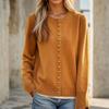Women S Vintage Crew Neck Solid Long Sleeve Knit Cardigan Sweater Coat