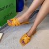 Women's Solid Color Square Head Slip-On Slippers - Breathable, Flat Design for Home, European & American Style