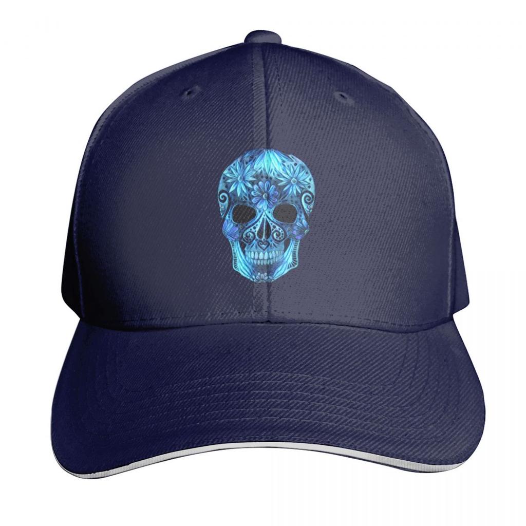 Electric Blue Sugar Skull Baseball Cap Tactical Cap Horse Hat Luxury Cap Hiking Hat Unisex Womens