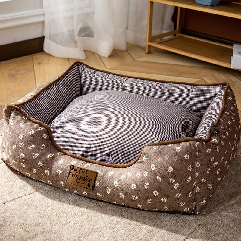 Blumiges Frisches Sommer-Hundebett für Kleine bis Mittelgroße Hunde, Abnehmbar und Waschbar, Alle Jahreszeiten