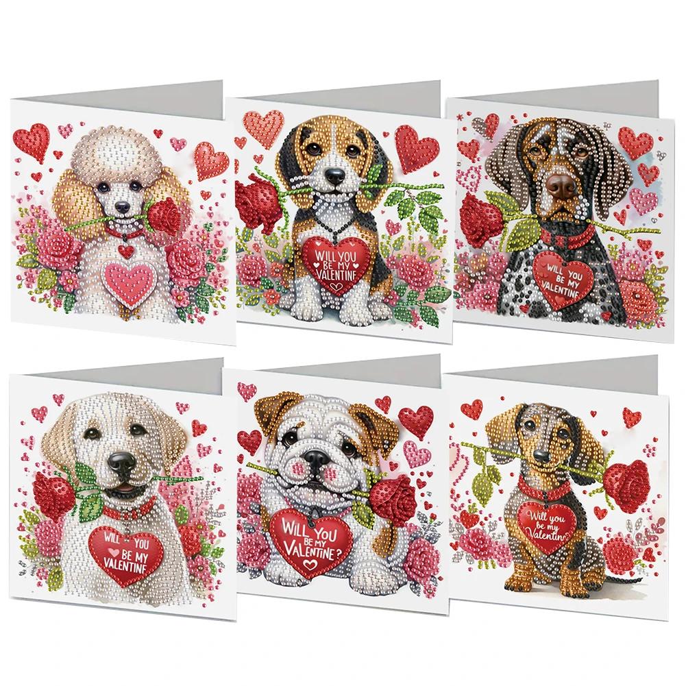 6Pcs Valentines Day Angel DIY Diamond Painting Card Diamond Drawing Card Diamond Painting Greeting Card for Family Friends Gift