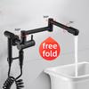 Copper Single Cold Faucet Wall Mounted 360 Rotate Bathroom Basin Faucets With Spray Gun Foldable Bathroom Pool Faucet
