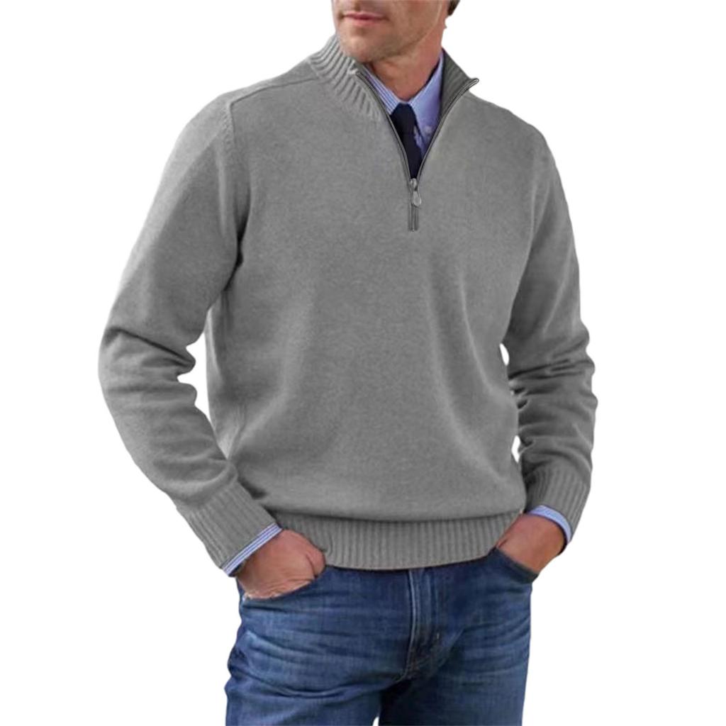 Men's  Big   Size  Knitting   Zipper  Keep   Warm  Base  Layer  Shirt  Sweater