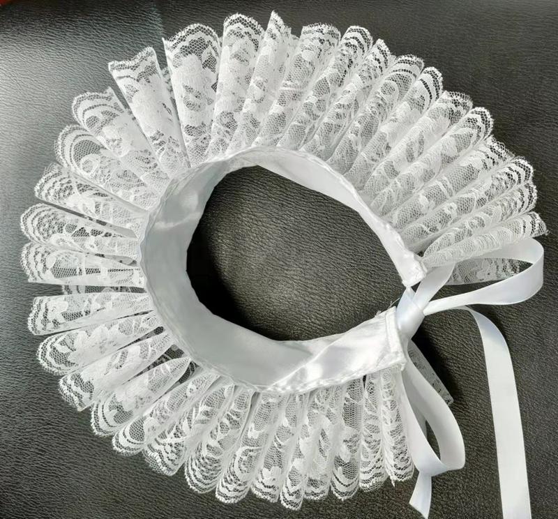 Elizabethan Neck Ruff Tulle Scarf Decorative False Collar Ruffled Removable High Collar Clown Necklace Cosplay Costume Accessory