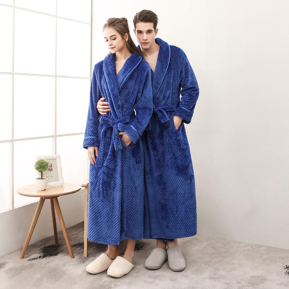 Women's Winter Lengthened Bathrobe Home Clothes Shawl Long Sleeved Robe Coat