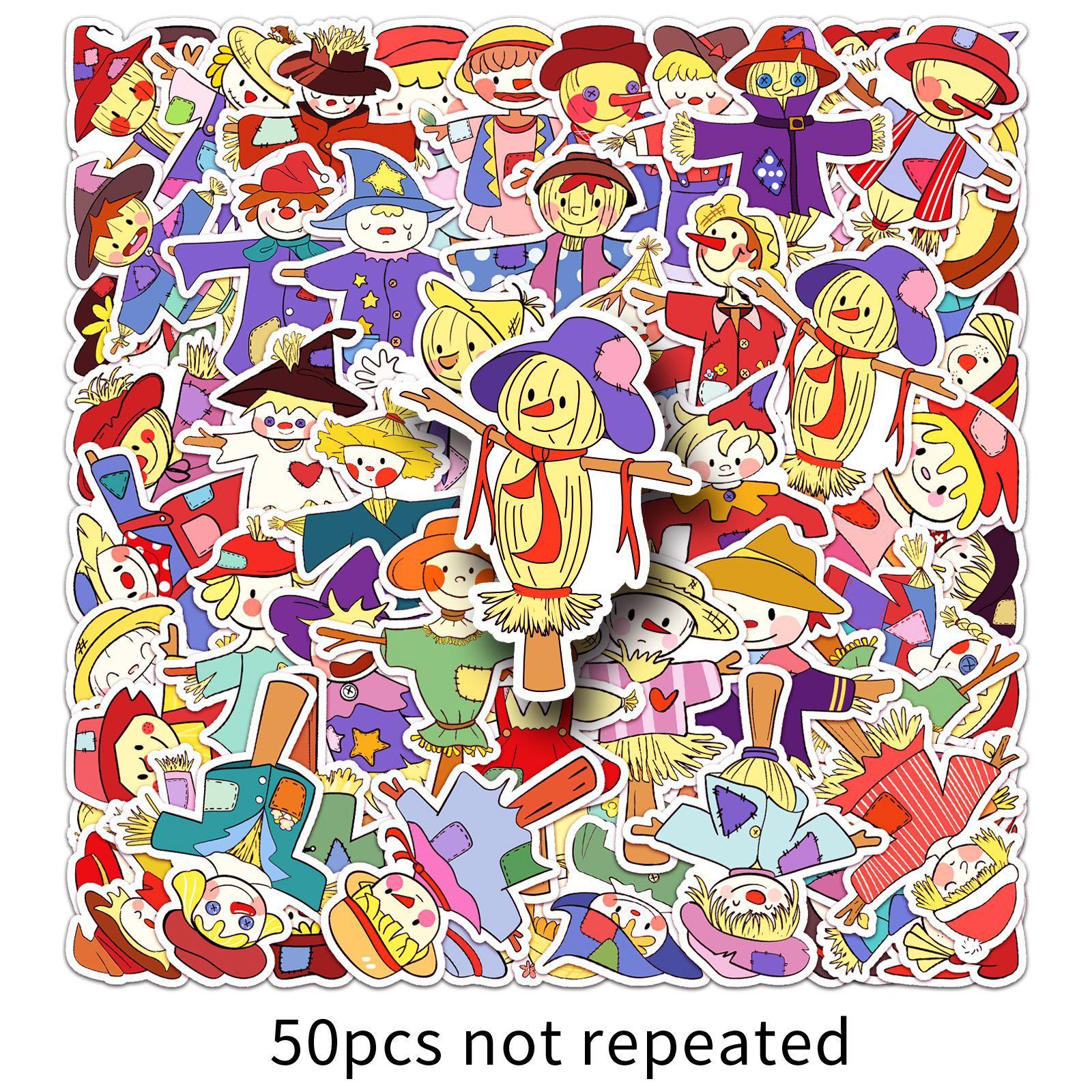 

50 Scarecrow Doodle Stickers Cartoon Hand Drawn Creative Decorative Mobile Phone Case Water Cup Luggage Stickers
