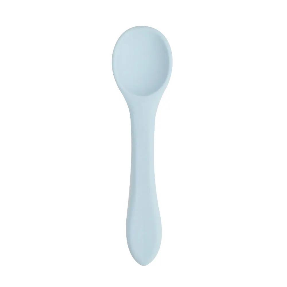 1PCS Full Silicone Spoon For  Utensils Food Grade Silicone Free Dishes Feeding Set Easy To Rinse  Tableware