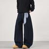 American Retro Washing Scimitar Jeans Men and Women Loose Design Square Scarf Wide-leg Casual Trousers