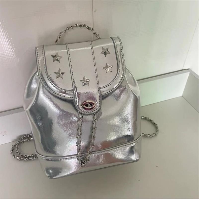 

Универсальный рюкзак Niche Design с серебряной цепочкой, ароматная ветровая сумка-ведро, женский рюкзак премиум-класса с текстурой из масляной восковой кожи Below 20L серебряный