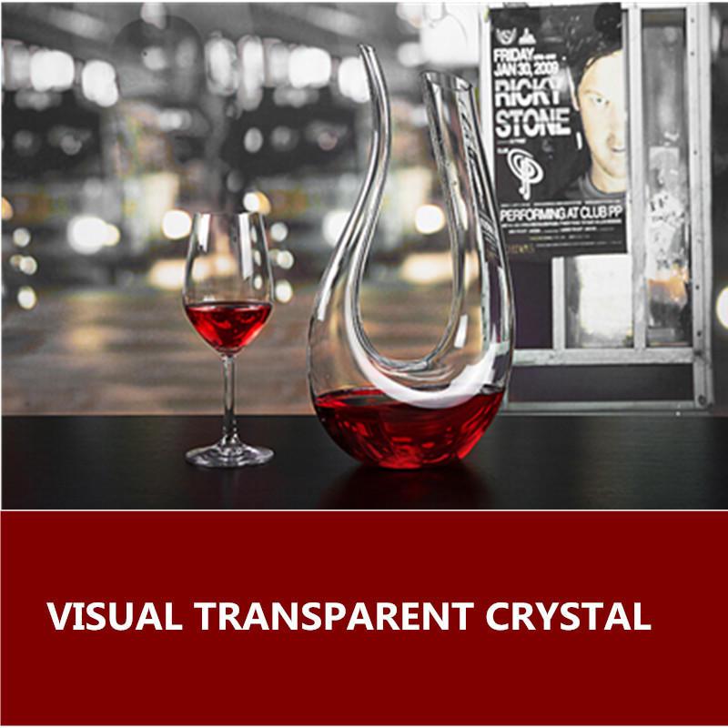 1500ml Shape U Unique and Elegant Shape Lead-free Crystal Glass Wine Decanter