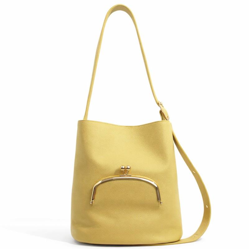 Large Capacity Bucket Tote Bag Women With Snap External Pocket Streetwear Shoulder PU Leather