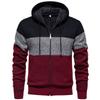 2025 Autumn Winter New Men's Color-blocking Sweater Plus Velvet Casual Knitted Fashion Hooded Jacket