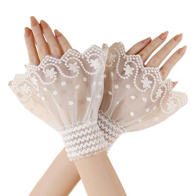 Breathable Wrist Covers With Lace Patterns Sheer Nails Art Photo Props Comfortable Sheer Sleeves