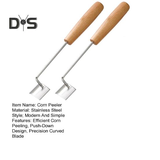 1/2Pcs Corn Peeler Stainless Steel Long Handle Wood Corn Cob Peeler for Fast Peeling Safe Efficient Corn Cob Stripping Tool