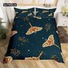 Death Moth Duvet Cover Set Queen Size Gothic Skull Boho Comforter Cover Black and White Skeleton Decorative Soft Bedding Set
