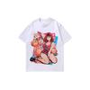 Japanese Animation Character Printing Oversize Trendy Brand Half Sleeve Old Washing T-shirt Couple Men and Women Tee Cross-border