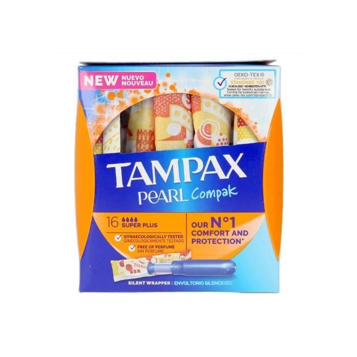 Tampons - TAMPAX - Pearl Compak Super Plus - 18 Unités - Hypoallergénique - Abondant