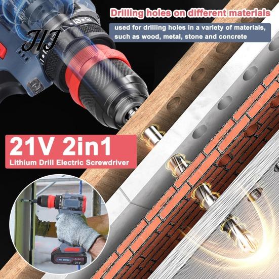 Home Improvement Drilling Tool 16.8V Cordless Drill, Maximum Torque 45Nm, Electric Driver with Ergonomic Versatile for Wood Metal Plastic Grip,