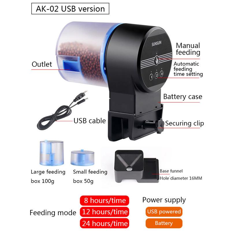 Sunsun Automatic Feeder Aquarium Goldfish Smart Timing Auto Fish Feeder Timer Food Feeding 8/12/24 Hours Timer Feeding