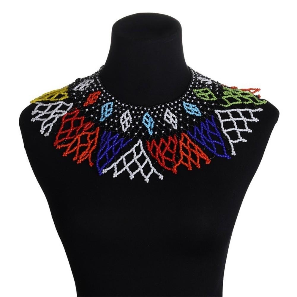 Ethnic Style Multilayer Beaded Choker Multicolor Mesh Bib Collar  Women Jewelry
