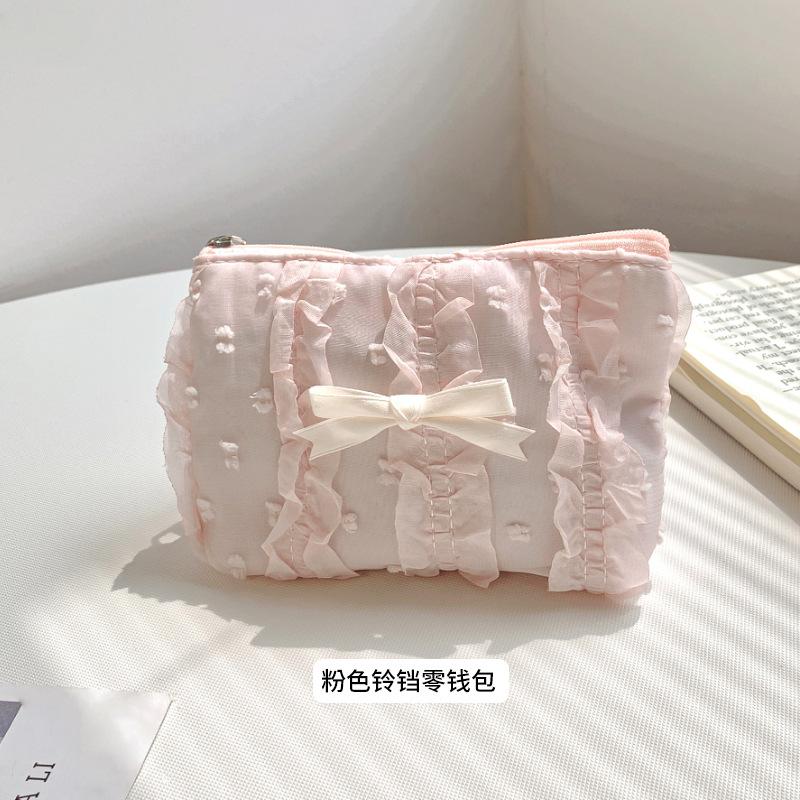 

Милая косметичка косметичка новая кружевная с бантом большая вместимость сумка для мелочи клатч женская сумка для хранения