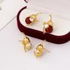 S911 Silver Needle Agate Gourd Stud Earrings Women's Trend Fashion Simple High Sense Earrings Rhinestone Earrings