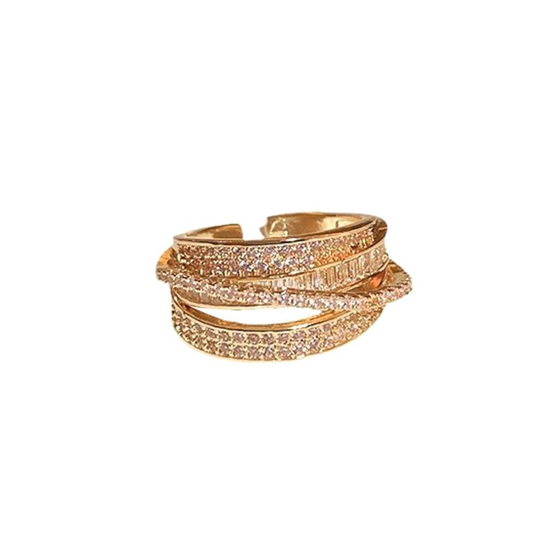 

‘Zircon Multi-layer Ring For Women Party All-match Fashion Jewelry Vintage Opening Adjustable Finger Ring Shiny Combination Ring