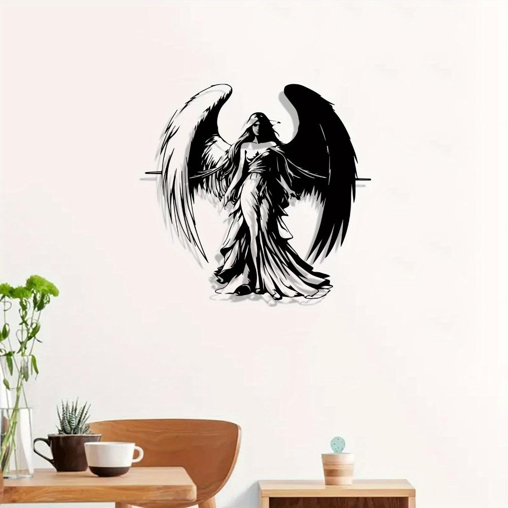 Metal Fantasy Wall Art Angel Demon Sculpture Halloween Home Decor Gift