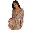 Sex Underwear Sexy Hot Nightgown Cardigan Lace-up Thin Pajamas Women's Pure Desire Satin Bed Set