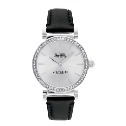 

Coach Madison 34mm Women s Watch with Silver Dial and Black Leather Strap, 14503868