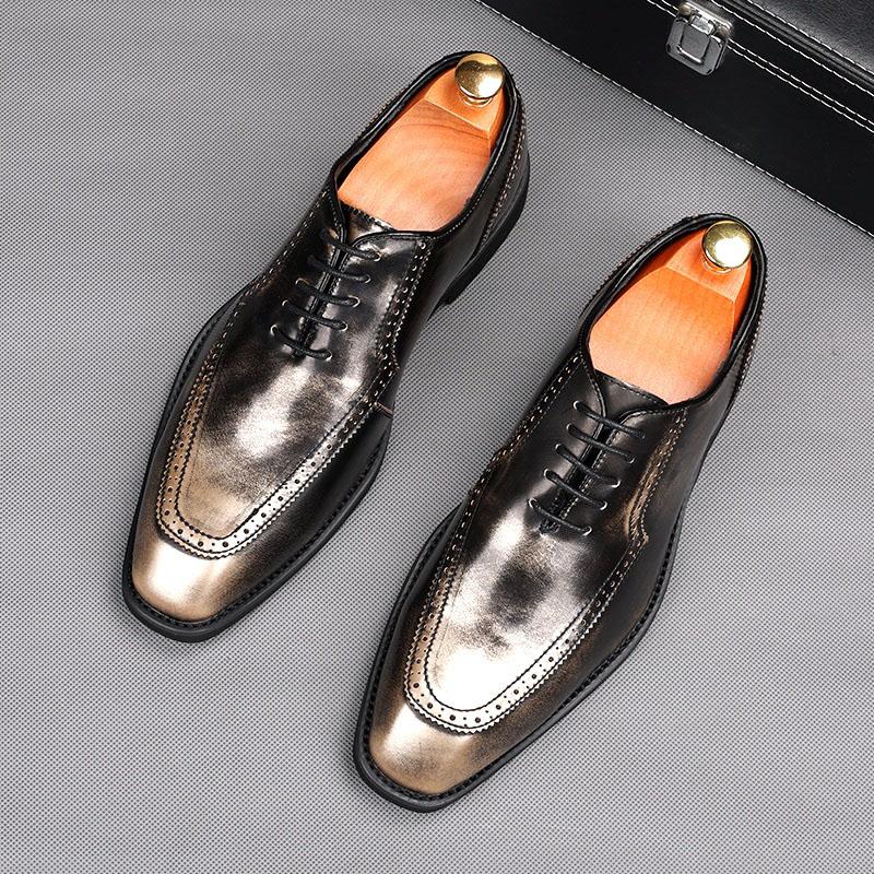 Fashion Retro Fashion Men Pointed Color Patchwork Gentleman Oxford Flats Casual Shoes Homecoming Wedding Dress Prom Zapatillas Hombre